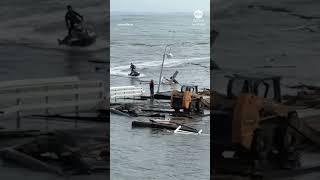 Part of Santa Cruz wharf collapses amid high surf warning along California coast