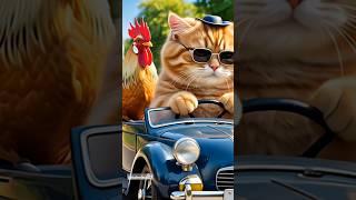 Cute Cat Turns Savage: Rooster's Last Ride  #catvideos #animatedshorts #comedy