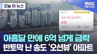 [오늘 이 뉴스] 아홉달 만에 6억 넘게 급락.. 반토막 난 송도 '오션뷰' 아파트 (2022.11.17/MBC뉴스)