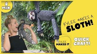 Kylee Makes a Sloth | DIY Toy for Kids Art Video | No Sew, No Stuffing, Sock Animal Sloth Toy Lovey