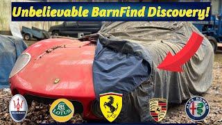 Unbelievable BarnFind Discovery! Porsche, Lotus, Rolls Royce, Maserati & Ferrari all In One Place!