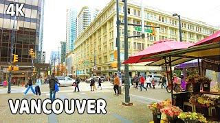  【4K】    Downtown Vancouver BC, Canada. Fall in Vancouver. Relaxing Autumn Walk.