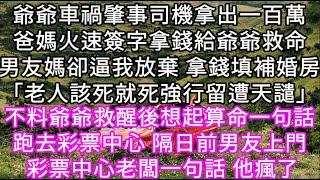 爺爺車禍肇事司機拿出一百萬爸媽火速簽字拿錢給爺爺救命男友媽卻逼我放棄 拿錢填補婚房「老人該死就死強行留遭天譴」 爺爺醒後想起算命一句話#心書時光 #為人處事 #生活經驗 #情感故事 #唯美频道 #爽文