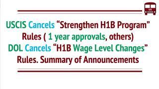 USCIS and DOL Cancel Wage Levels Change and Strengthen H1B Program Rules