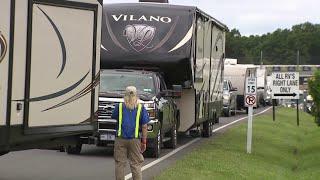 Campers set up at Pocono Raceway