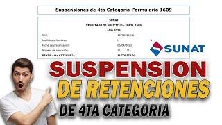 SUSPENCIÓN DE RENTAS De 4ta Categoria - 2023 SUNAT // Como Tramitar