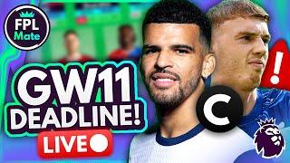 FPL GW11 DEADLINE STREAM ⏰ PALMER INJURY NEWS & MORE!  | Gameweek 11 Fantasy Premier League 24/25