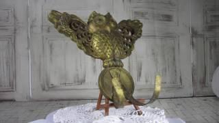 Goldem Colored Owl Hinge With Two Hook Wall Decor Hallway Wardrobe, Huge Owl Hook Decor