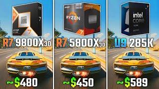 RYZEN 7 9800X3D vs RYZEN 7 5800X3D vs INTEL ULTRA 9 285K | Test in 6 Games