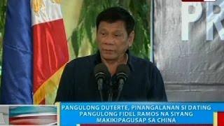 Pangulong Duterte, pinangalanan si dating pangulong Fidel Ramos na siyang makikipagusap sa China