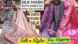 100% Silk Mark Tusser & Raw Silk Suits, Shibori & Dabu Prints, Hand Painting, Ikkat Patola Jackets.