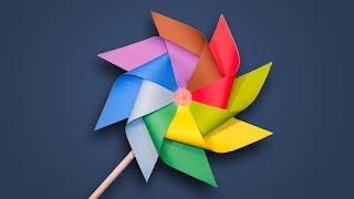 Paper Windmill - How to Make a Rainbow Color Paper (Pinwheel) for Craft Creators DIY Tutorial