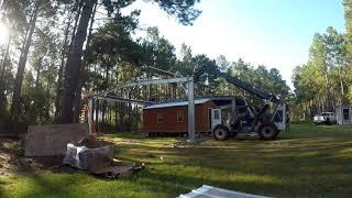 Steel building: adding a roof extension.