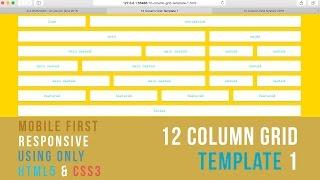 Mobile First Responsive 12 Column Grid Template 1 using only HTML5 and CSS3