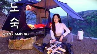 [4K] Solo camping in a tent where only one person can lie down | baking pizza on firewood |