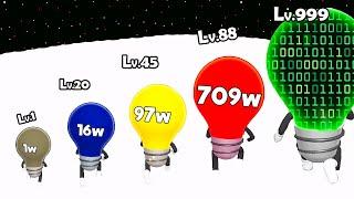 Watt The Bulb - Max Level Up Evolve a Bulb into a Spotlight | All Levels