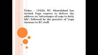 IGNOU RC AHMEDABAD - Yoga experts to deliver the address on "advantages of yoga in daily life"