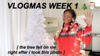 VLOGMAS WEEK 1: COMPLETE CHAOS, christmas decorating, cooking with kyah, shopping, etc.