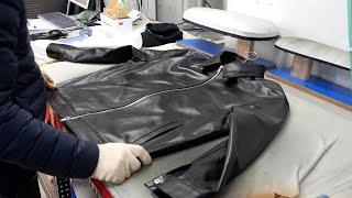 Process of making handmade leather jackets by experts with 50 years of experience