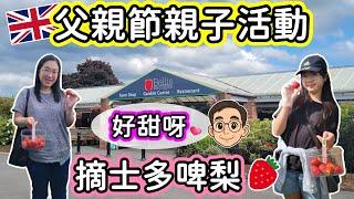 (138)【英國夏季親子活動】父親節摘士多啤梨｜粒粒又大又甜｜Bellis Brothers 士多啤梨田｜爸爸的咀因何事變了吸塵機? 