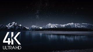 8 Hours Nighttime Ambience - 4K Grand Teton and Milky Way - Nature soundscapes