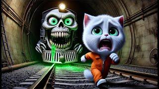 Kitten meets Train Eater Monster #cat #ai #catlover #catvideos #cutecat #aicat