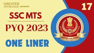 SSC MTS | PYQ 2023 | General Studies | One Liner | Set - 17