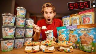 Eating EVERY Ben & Jerry's Item On My Table In 60 MINUTES!