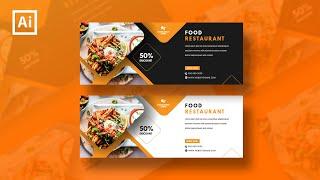 Illustrator Tutorial  | Simple Web Banner Design | Food Restaurant | Free Download