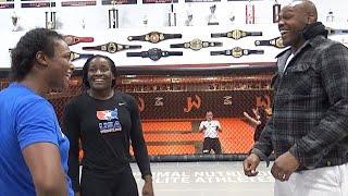 JON JONES...WHAT THE HECK? Claressa Shields gets a Jon Jones surprise visit while training wrestling