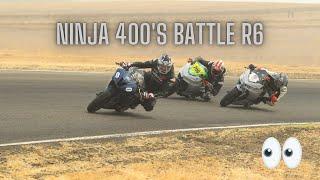 Ninja 400's vs. R6 and GSXR 1000 | A Group Thunderhill East - ShortGuyMoto