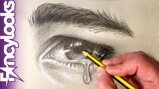 How to draw a crying eye with pencil-step-by-step, Spanish audio