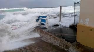 Newcastle baths fence washed away and wet feet