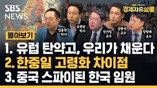 [몰아보기] 1. 유럽 탄약고, 우리가 채운다. 2. 한중일 고령화 차이점 3. 중국 스파이된 한국 임원 ft.임용한, 조현승, 전가림, 김광석, 장항배/SBS/경제자유살롱