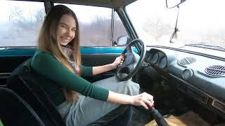 Nastya desperately revving her Lada with flooring the gas pedal