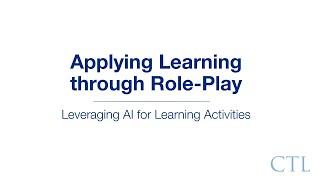 Applying Learning through Role-Play | AI for Learning