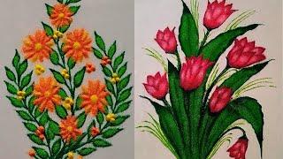 2 Easy & Beautiful flowers rangoli | Colourful flower rangoli | Unique flower rangoli |