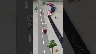 Bike rider is riding near the railway track and train is approaching fast | Train in Chicago, USA