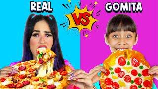 COMIDA DE GOMITA VS COMIDA REAL DESAFÍO POR 24 HORAS | Karla Bustillos