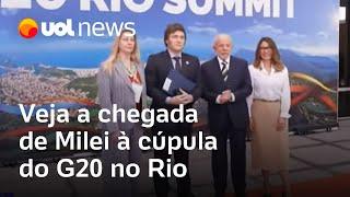 G20: Milei chega para reunião com líderes mundiais no Rio e cumprimenta Lula e Janja; veja o momento