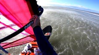 Andy Laufer playing with the elements, gale-force windsurfing La Franqui