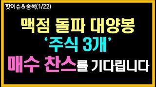 맥점 돌파 대양봉  ‘주식 3개’ 매수 찬스를 기다립니다.
