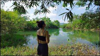 solo camping overnight - 2 days solo bushcraft camp by the river