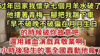 过年回家我懷孕七個月羊水破了，他摟著青梅一腳把我踹下車「早不破晚不破偏在月月生日的時候破你故意吧，還用雞血演戲真敬業啊」3小時後發生的事全國轟動他瘋了#復仇 #逆襲 #爽文