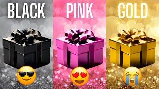 Choose your gift ||3 gift box challenge||2 good & 1 bad||Black, Pink & Gold #giftboxchallenge