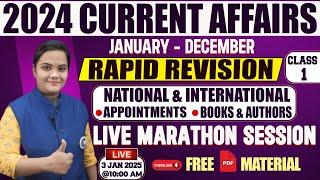 2024 Current Affairs Rapid Revision Class | January To December Current Affairs 2024 Last 1 Year CA