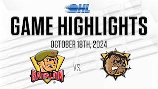 OHL Highlights: North Bay Battalion @ Brantford Bulldogs Oct. 18, 2024