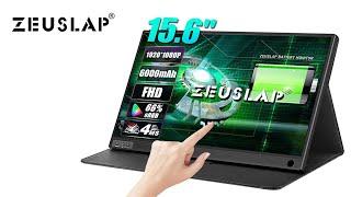 Сенсорный портативный монитор ZEUSLAP, 15.6", FullHD, 60Hz, батарея 6000 mAh.