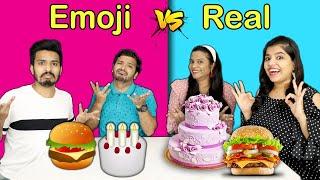 EMOJI VS REAL FOOD CHALLENGE | HUNGRY BIRDS FUNNY CHALLENGE