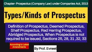 Types of Prospectus in Company law 2013| Deemed Prospectus|Shelf Prospectus| Red Herring Prospectus